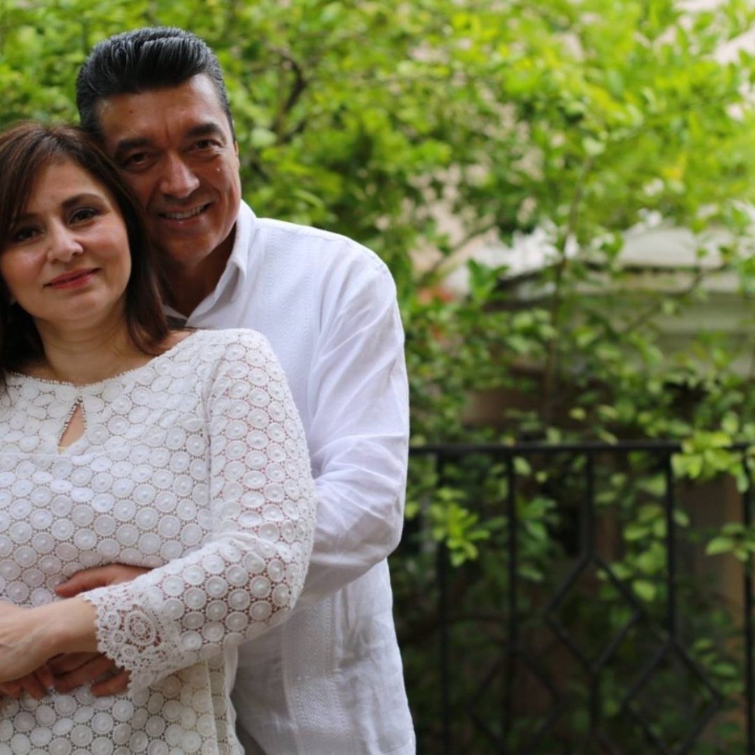 Rosalinda López Hernández junto con su esposo Rutilio Escandón Cadenas en mayo de 2016.