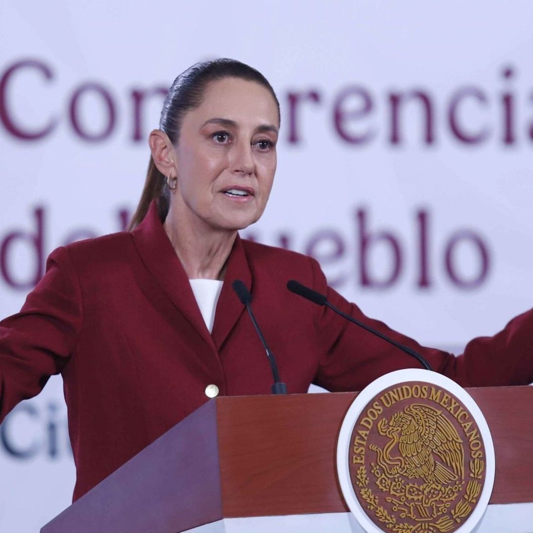 La presidenta Claudia Sheinbaum durante la mañanera de hoy, 17 de marzo de 2026.