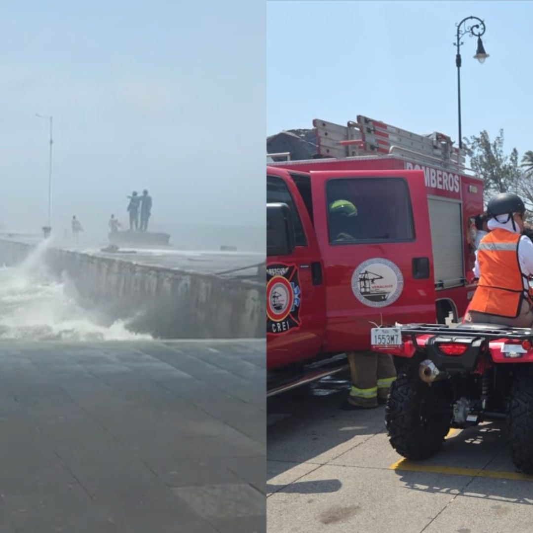 operativo de rescate de familia en malecón de Veracruz