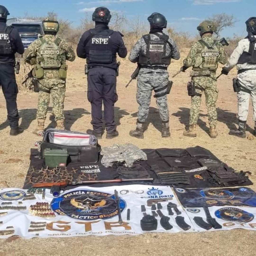 Aseguran Arsenal en Juventino Rosas Guanajuato; Hay Armas y Equipo Táctico