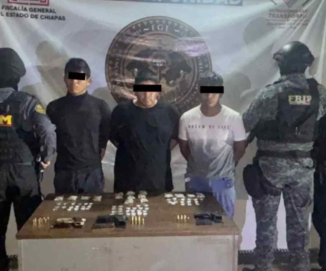 Fuerza Pakal Detiene a 3 Presuntos Integrantes del Cártel Jalisco Nueva Generación. Foto: SSP