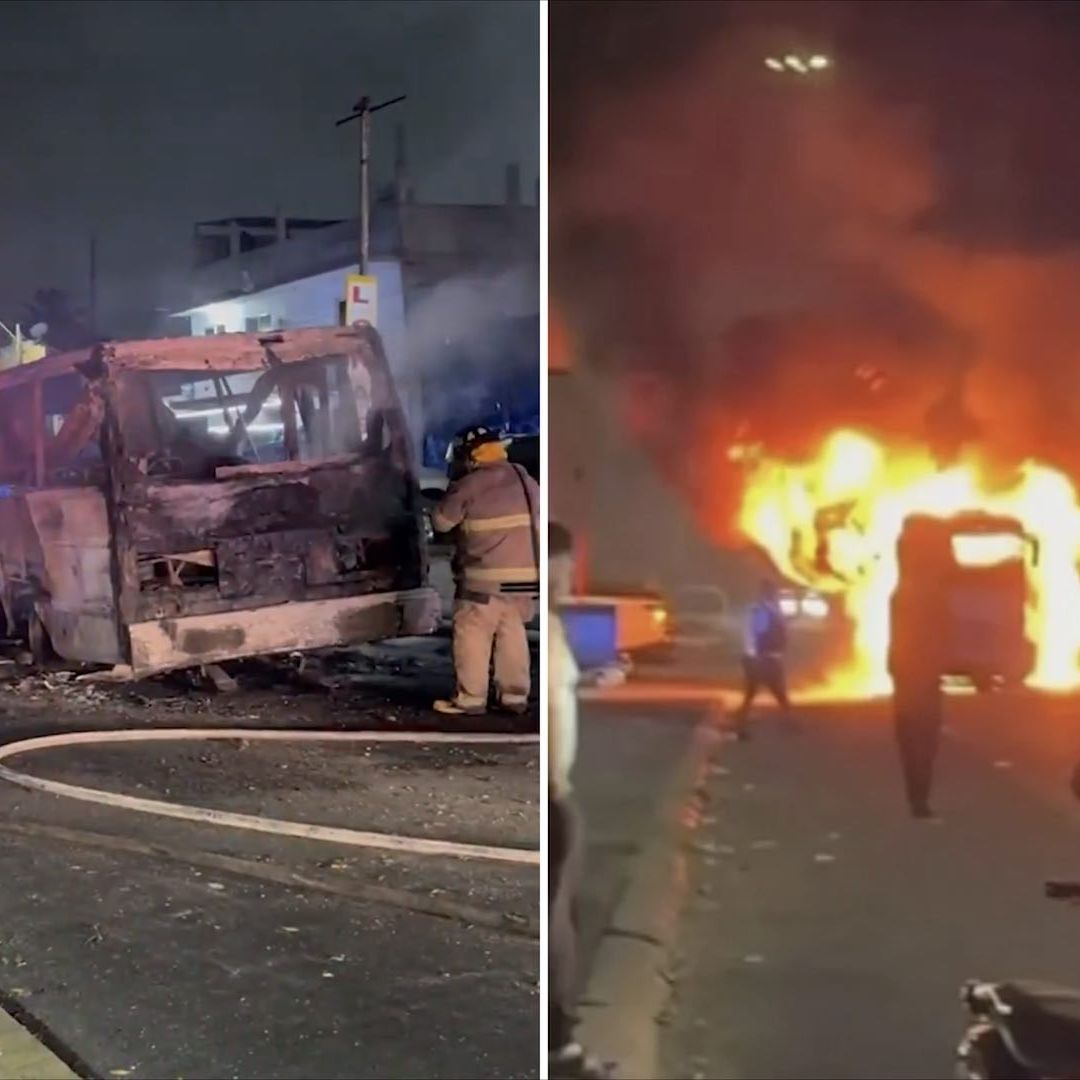 Microbús se calcina tras flamazo en avenida Taxímetros, en Nezahualcóyotl, Estado de México