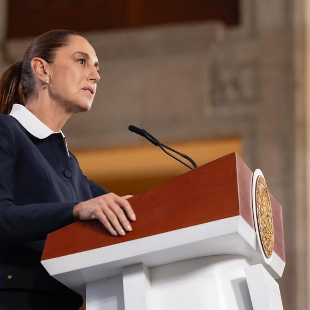 Claudia Sheinbaum durante conferencia de prensa en Palacio Nacional. Foto: Presidencia de