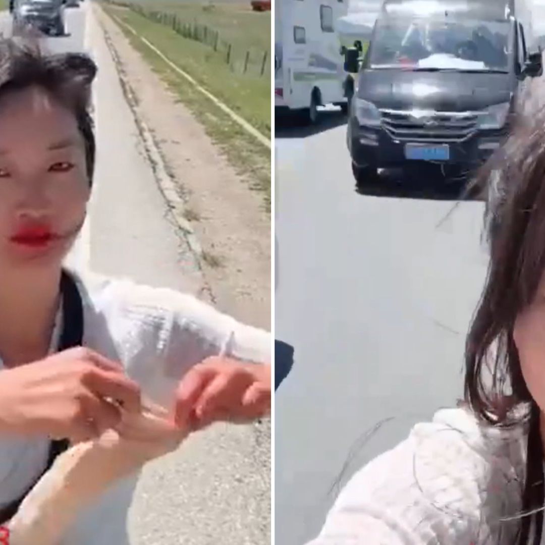 Yingying Hiking, influencer china, estaba transmitiendo en vivo cuando fue atropellada por una camioneta de color negro