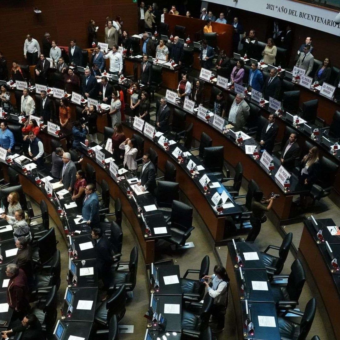 Aspecto de la sesión, con la ausencia de la oposición, en la que se decretó y envió a la Cámara de Diputados la propuesta de Reforma al Poder Judicial tras ser aprobada en diversos congresos estatales. Foto: Cuartoscuro