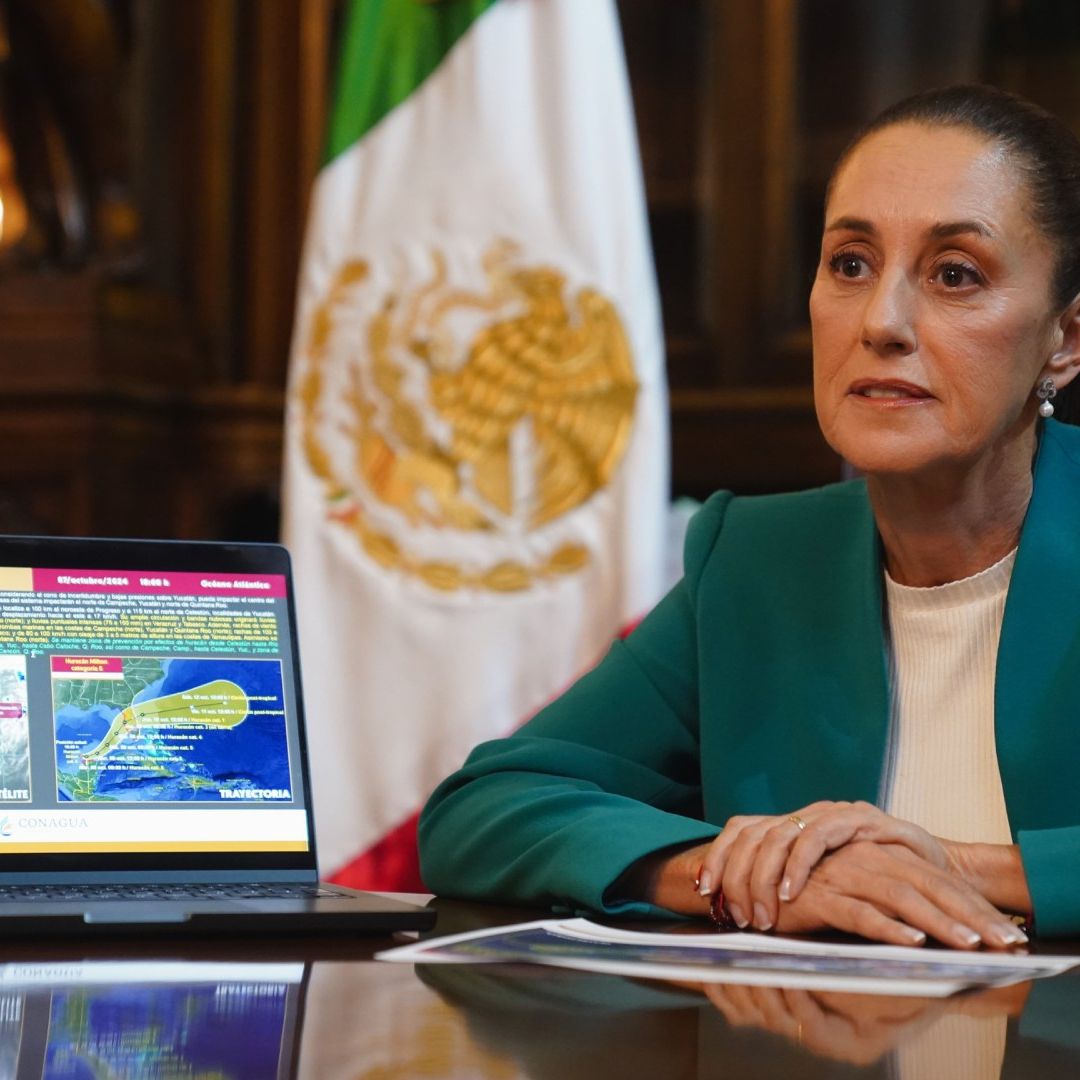 Claudia Sheinbaum, presidenta de México, alerta por efectos del huracán Milton. Foto: X @Claudiashein