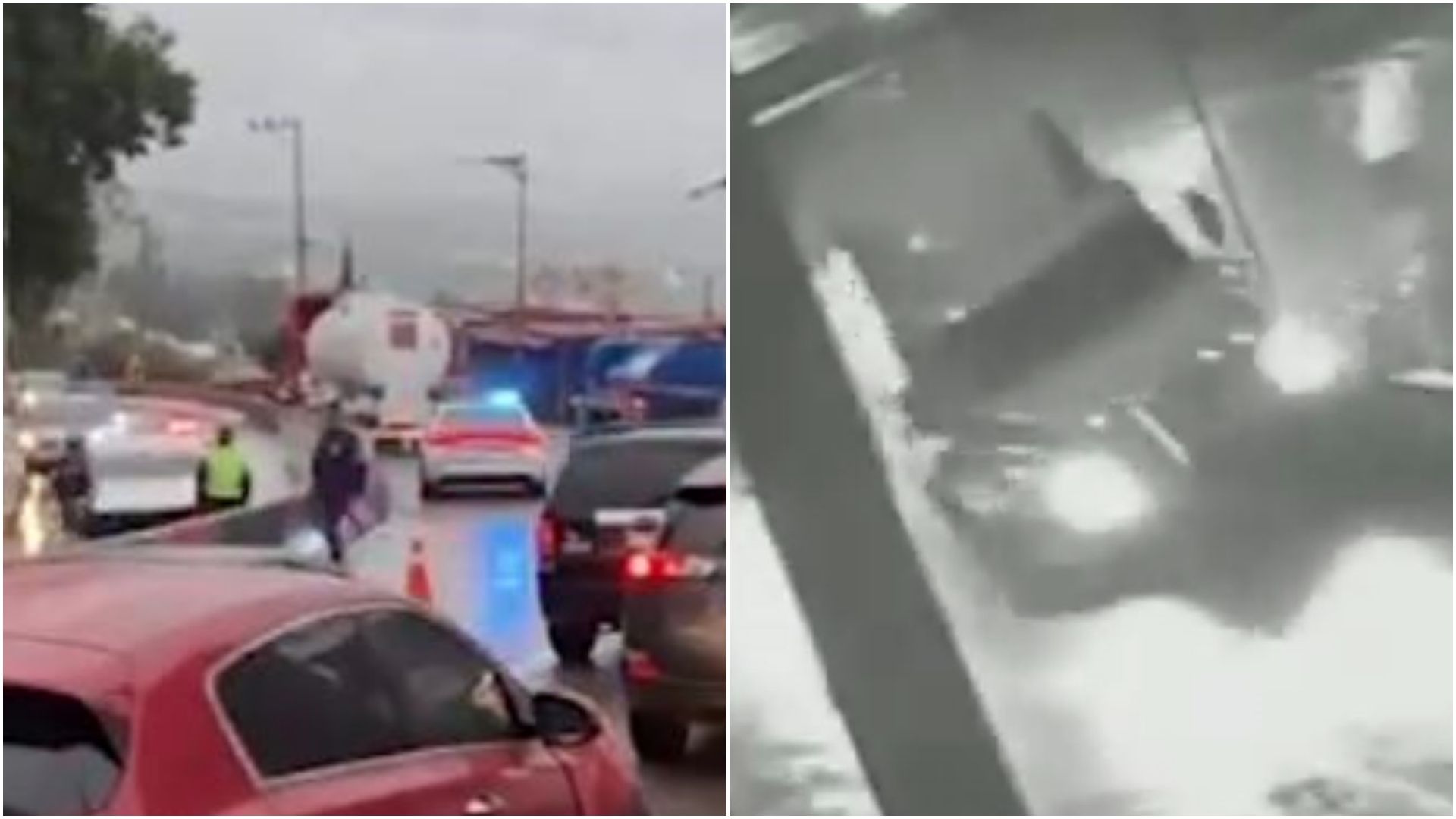 Accidente de pipa de agua en la carretera federal México-Cuernavaca