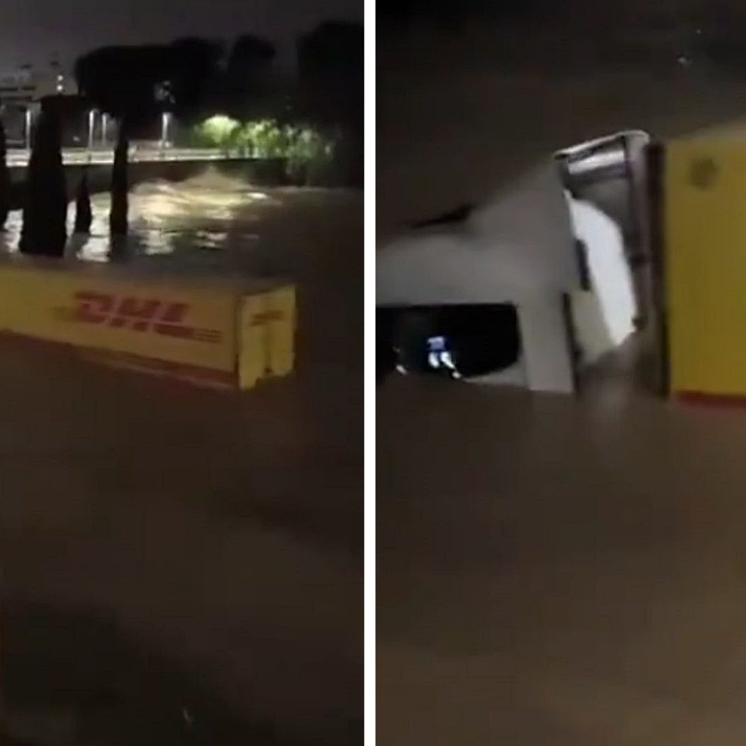 Video | El Impactante Momento en que Conductor de Tráiler Avanza por Avenida Inundada en España