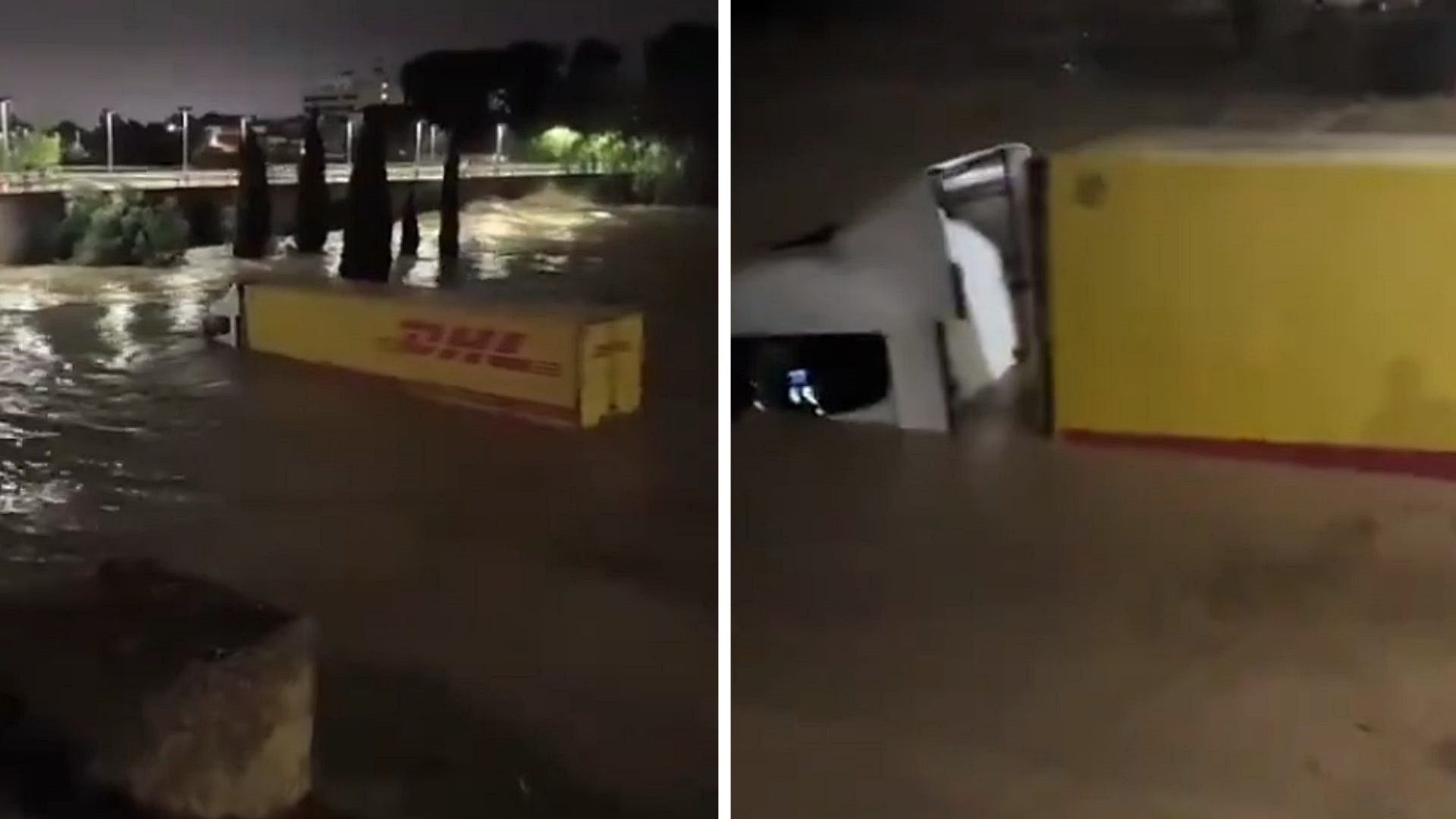 Video | El Impactante Momento en que Conductor de Tráiler Avanza por Avenida Inundada en España