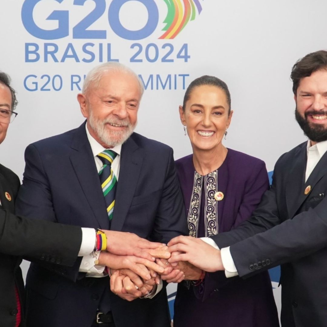 La presidenta de México, Claudia Sheinbaum, comparte imagen con Lula, Boric y Petro en Cumbre del G20