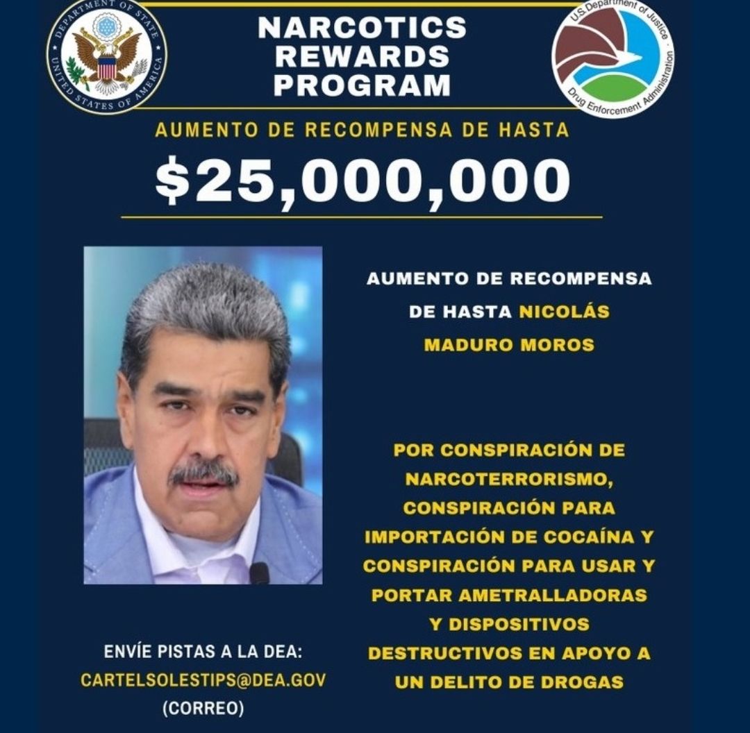 EUA Sube Monto de Recompensa por Nicolás Maduro; Esto Ofrece por su Captura