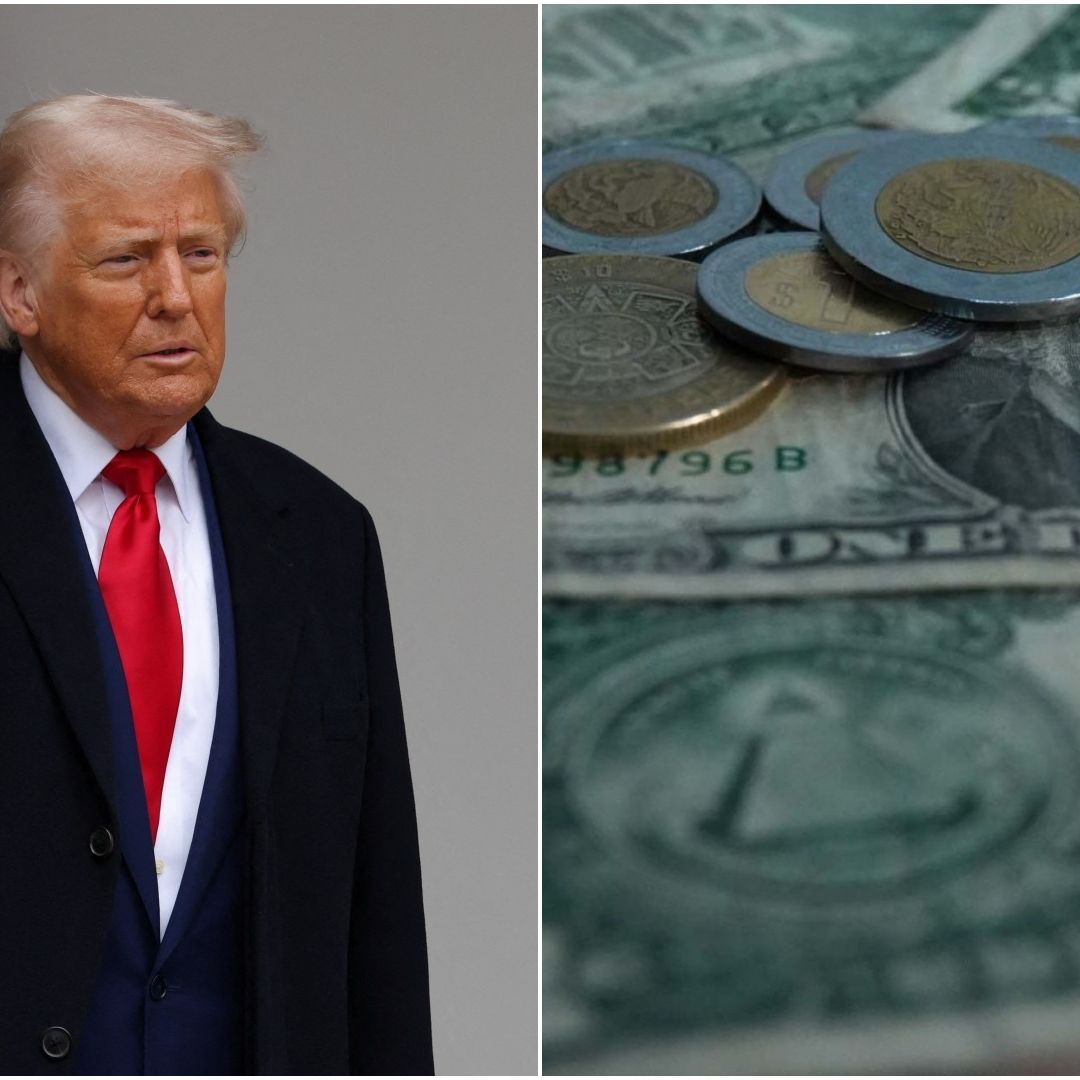 Donald trump, presidente de Estados Unidos. Dólares y pesos mexicanos