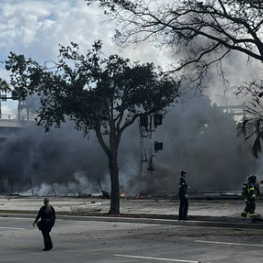 Así quedó la zona donde cayó la avioneta, en Florida