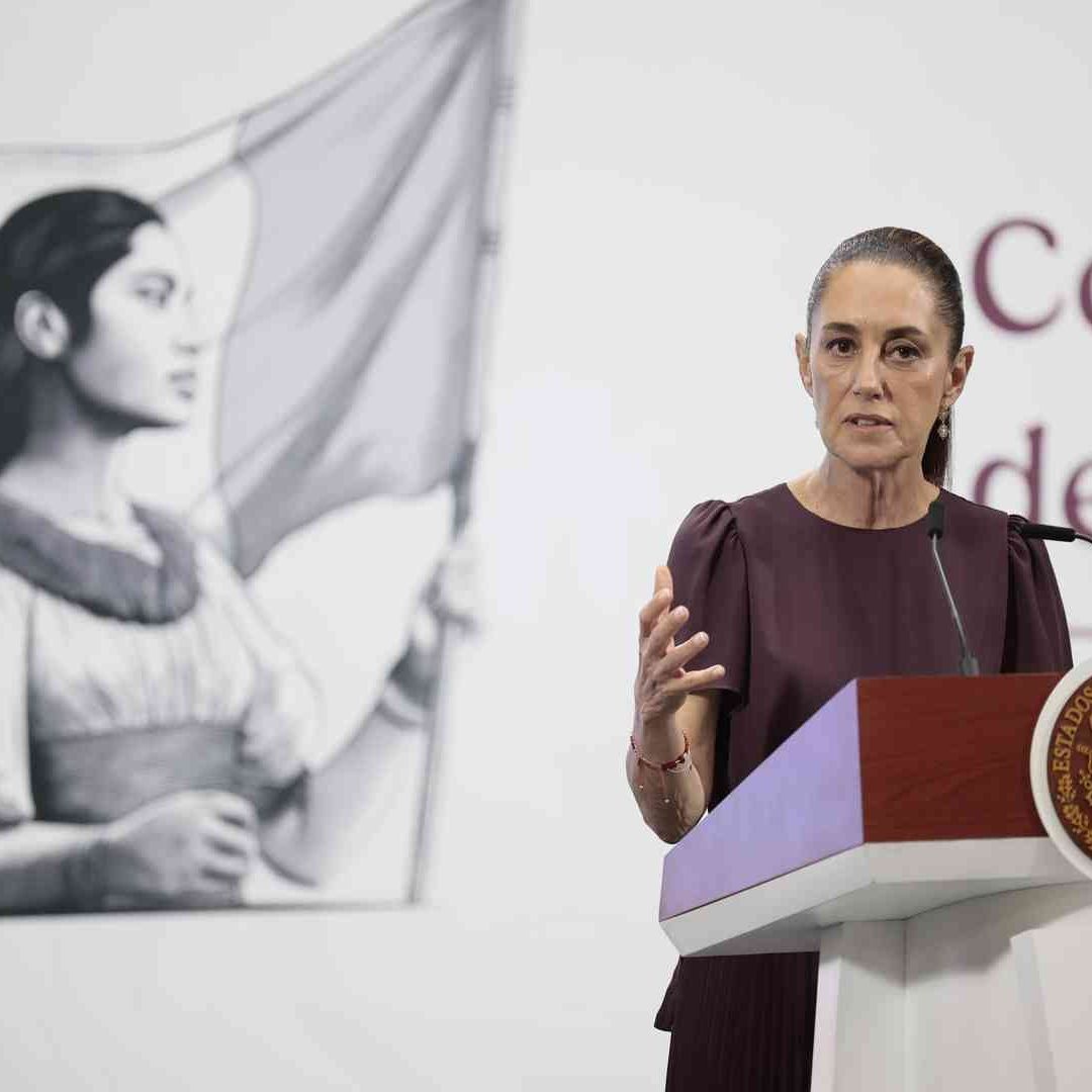 La presidenta Claudia Sheinbaum durante conferencia el 22 de mayo de 2025