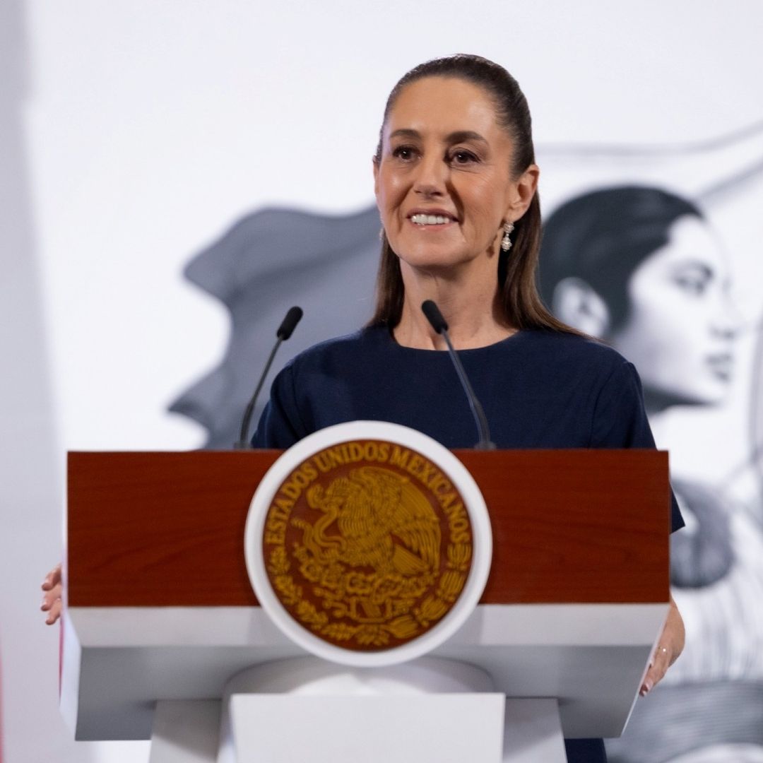 Claudia Sheinbaum, presidenta de México, en la conferencia mañanera del 23 de mayo de 2025