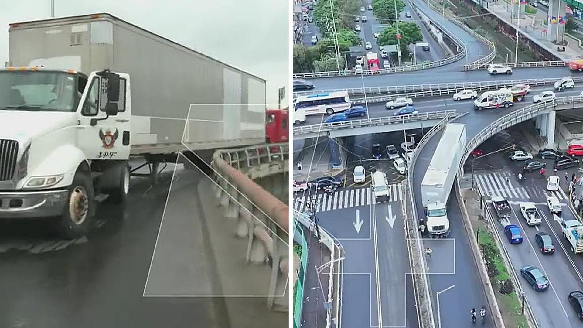 Tráiler atorado en Avenida Centenario, límites de CDMX y Edomex
