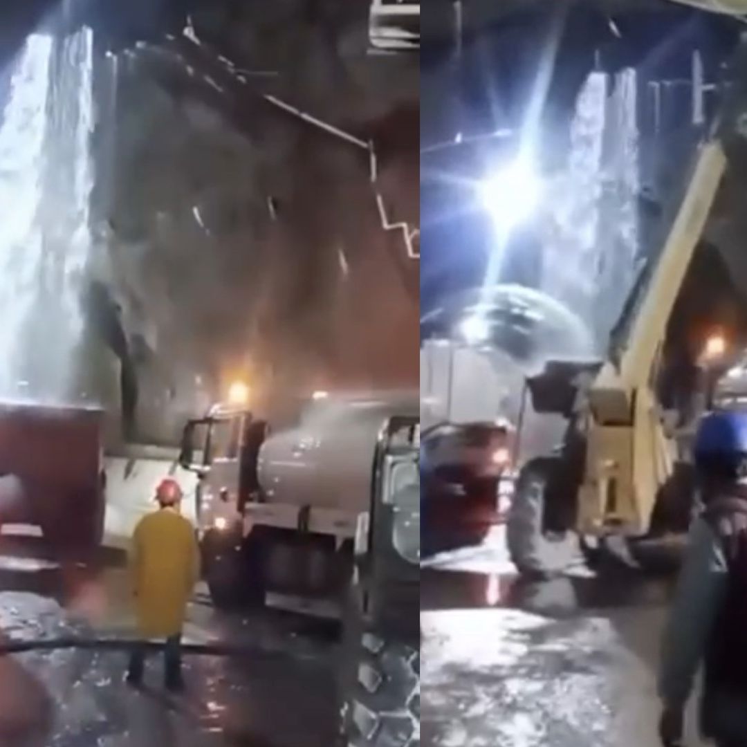 Video: Captan Presunta Fuga de Agua en Túnel de la Autopista El Mante - Tula