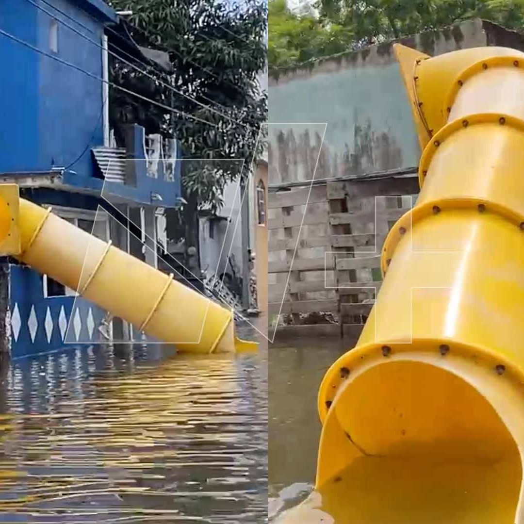 Video: Instalan Tobogán Improvisado en Calle Inundada de Tampico