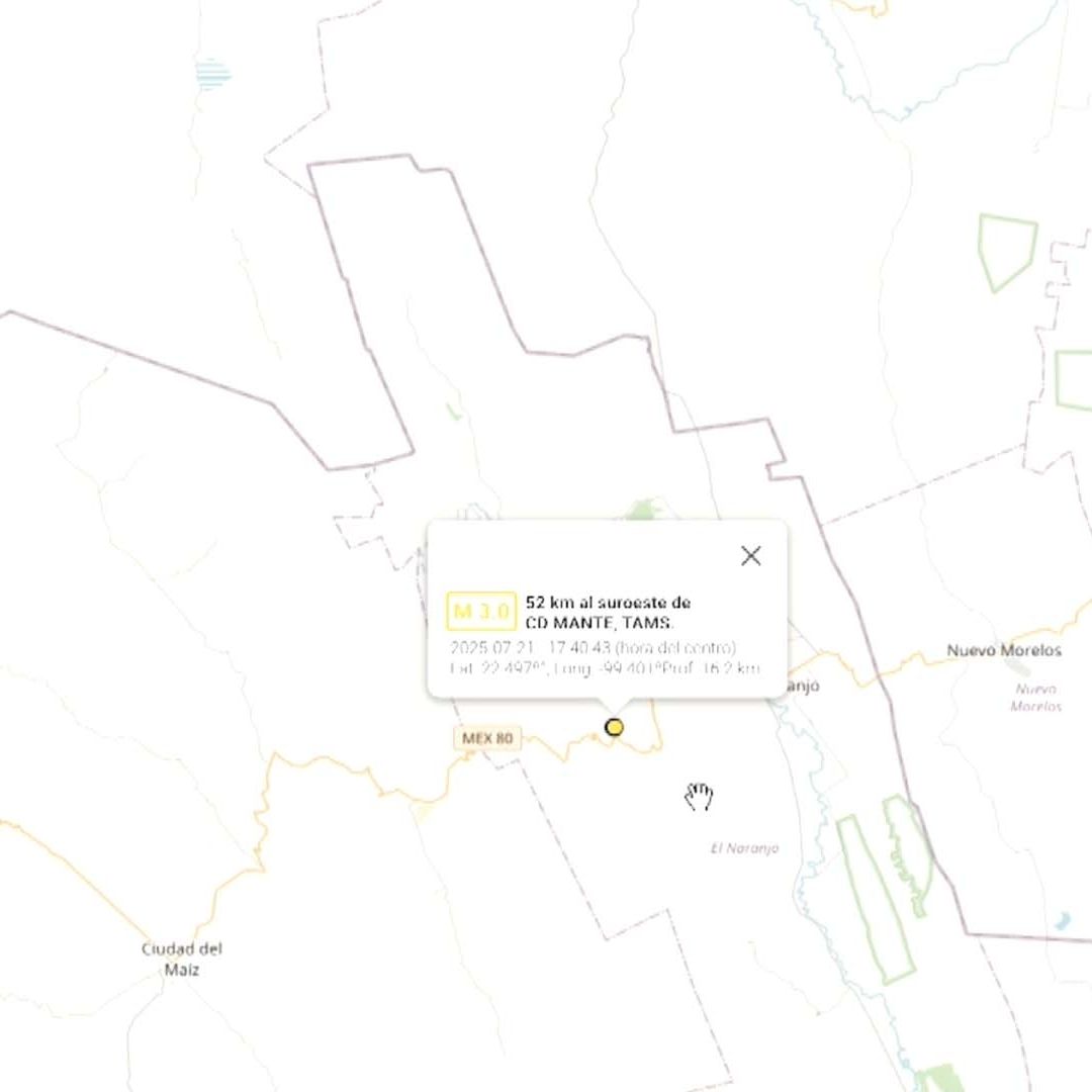 Sismológico Nacional Registra Sismo Cerca de El Mante, Tamaulipas