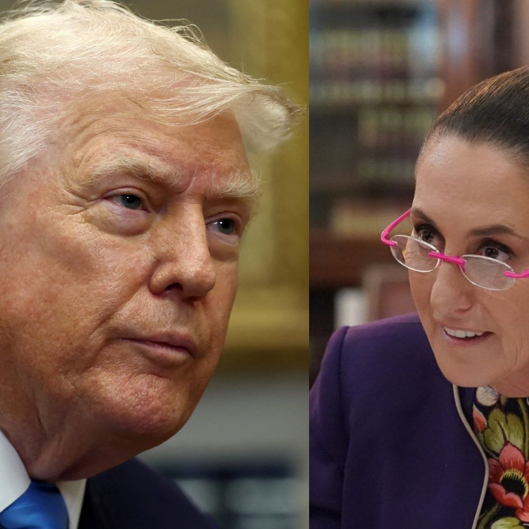 Retratos de Donald Trump y Claudia Sheinbaum