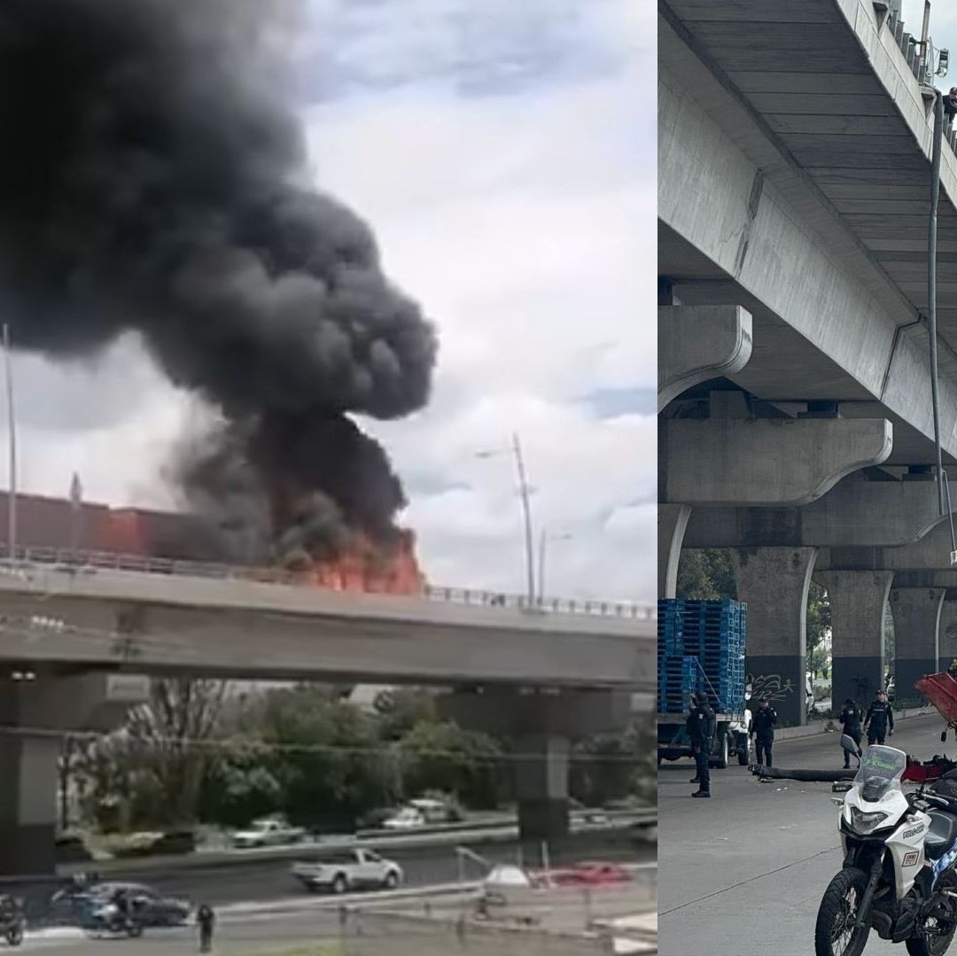 Dos Muertos por Incendio de Camión Repartidor de Coca Cola en Segundo Piso Autopista México Puebla