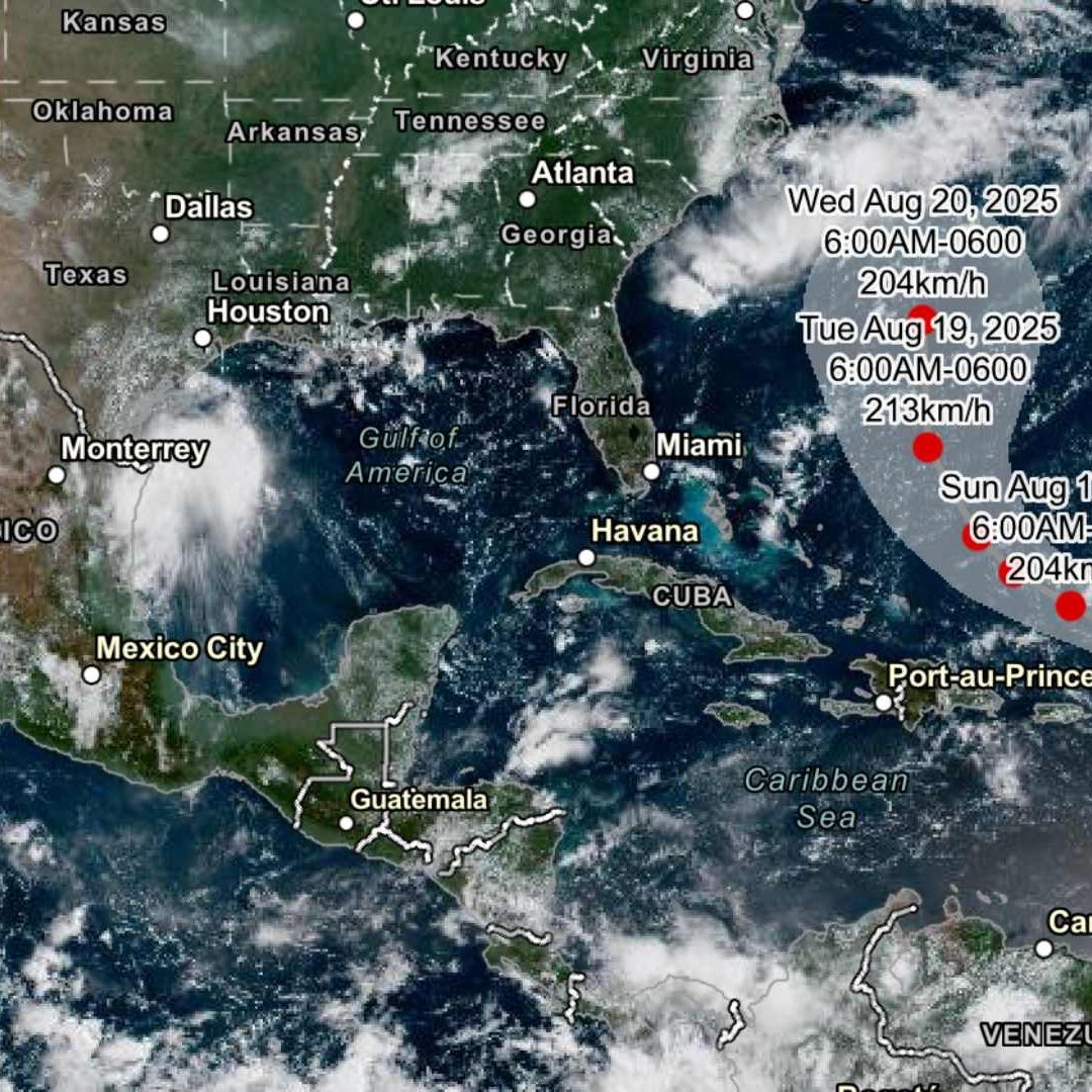 Trayectoria del huracán Erin en el Atlántico