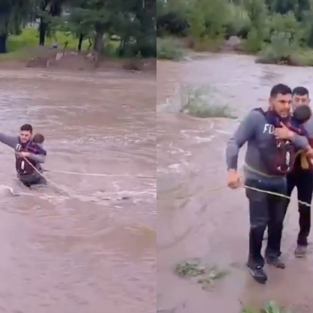 Rescatan a Familia de un Río en Bocoyna; Niño Fue Salvado Dentro de una Mochila