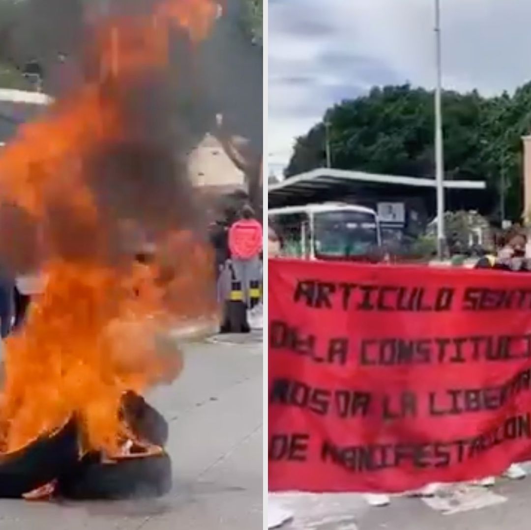 Bloqueo Bulevar 5 de Mayo Puebla Manifestación Estudiantes Escuela Normal Rural Carmen Serdán de Teteles