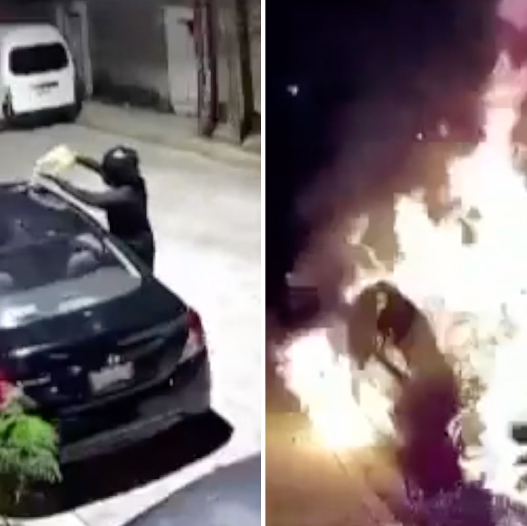 Un hombre incendió el vehículo de una familia en Atlixco, Puebla.