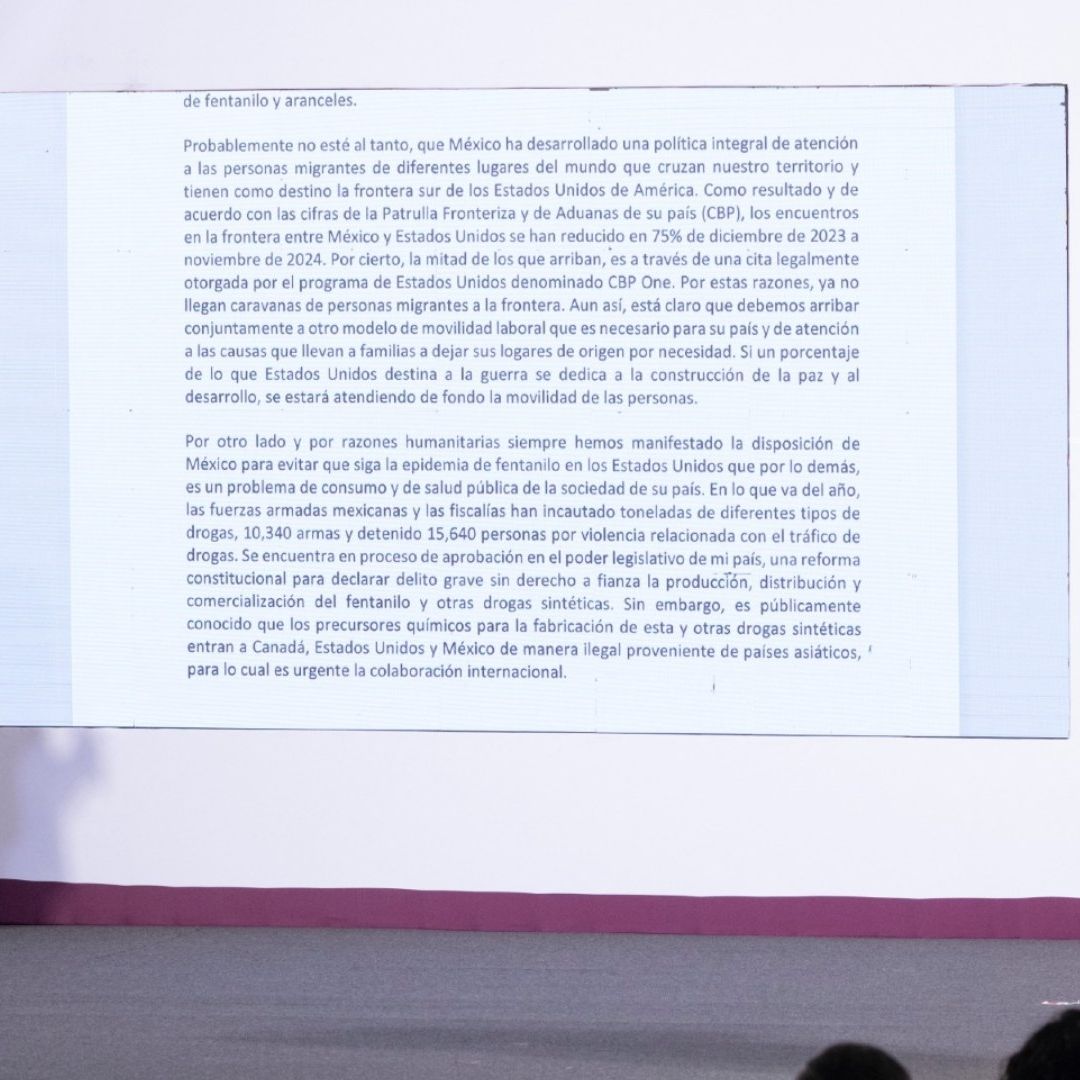 Sheinbaum responde a Trump por amenaza de aranceles en la conferencia mañanera