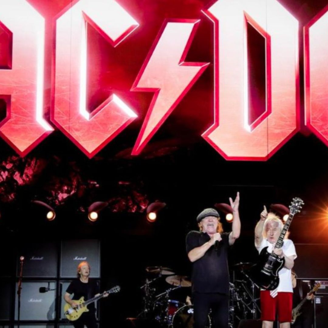 Integrantes del grupo de rock británico-australiano AC/DC