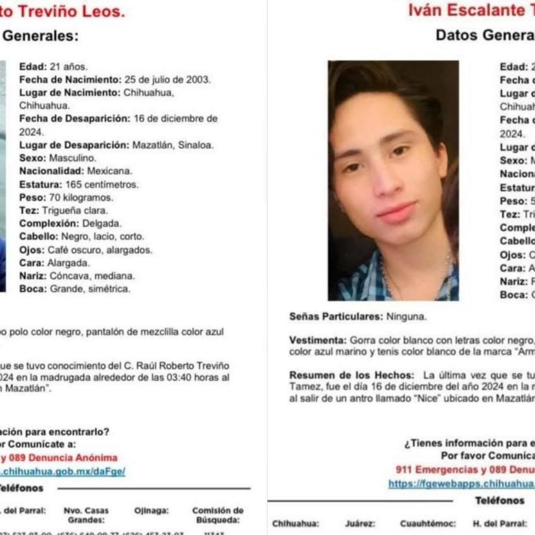 Jóvenes Chihuahuenses Desaparecidos en Mazatlán Son Localizados con Vida