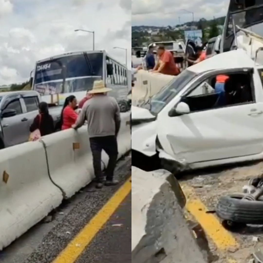 Choque Múltiple de Vehículos y Autobús Línea Atah Ruta Huamantla Apizaco Tlaxcala