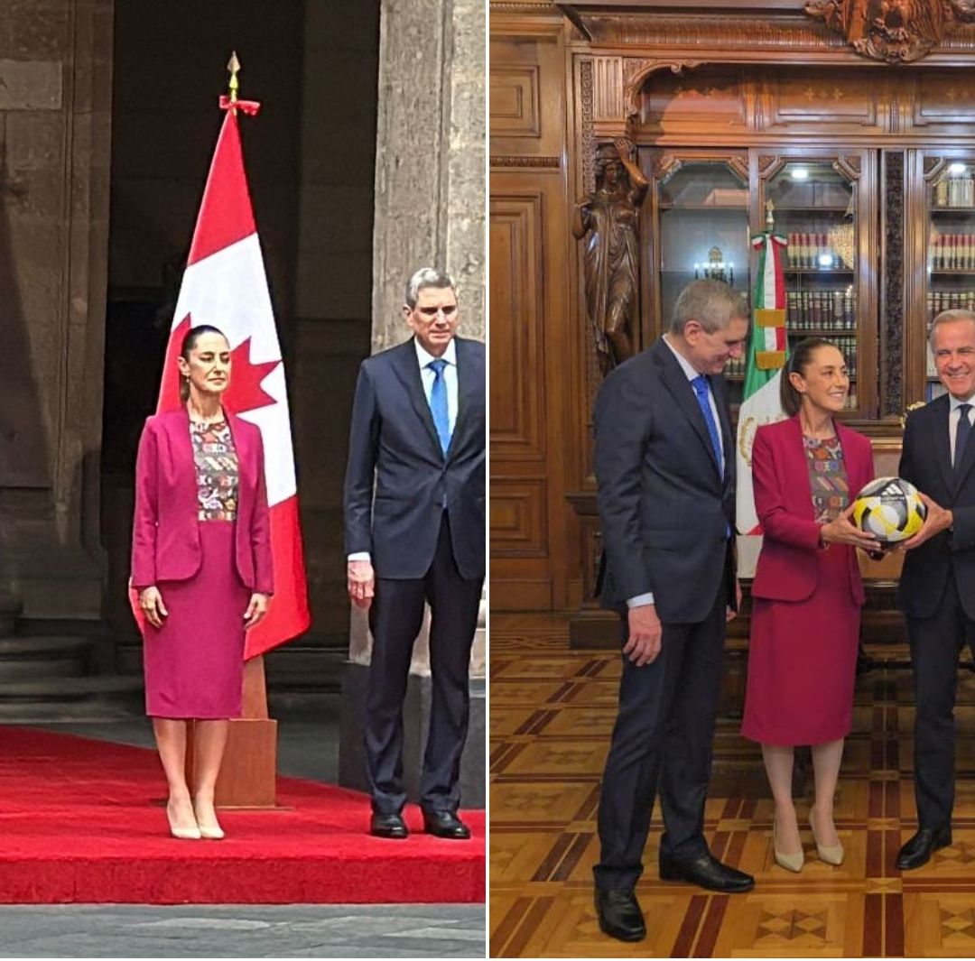 Mark Carney y Claudia Sheinbaum en Palacio Nacional