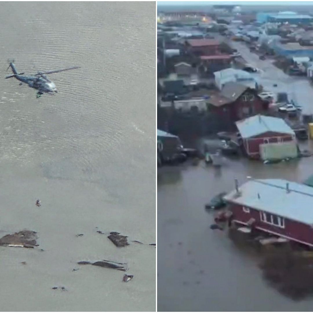 Casas inundadas por las inundaciones en Alaska