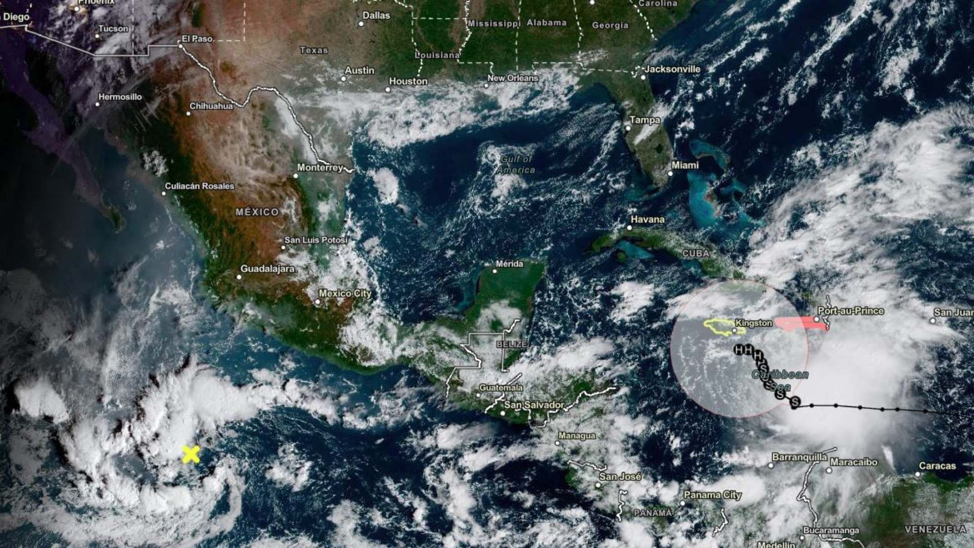 Mapa de la trayectoria de la tormenta tropical Melissa