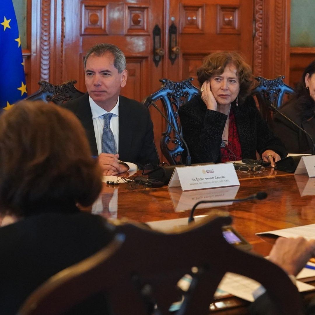 Reunión bilateral de Sheinbaum y Macron, en Palacio Nacional