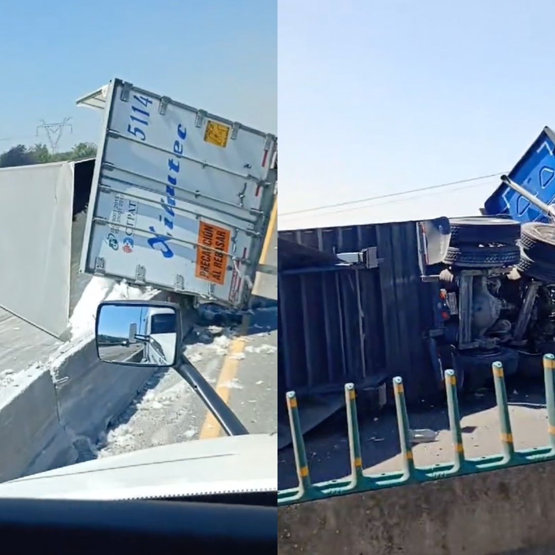 Choque y Volcadura de Tráiler en Autopista Arco Norte Tramo Tula Cierre con Dirección a Puebla