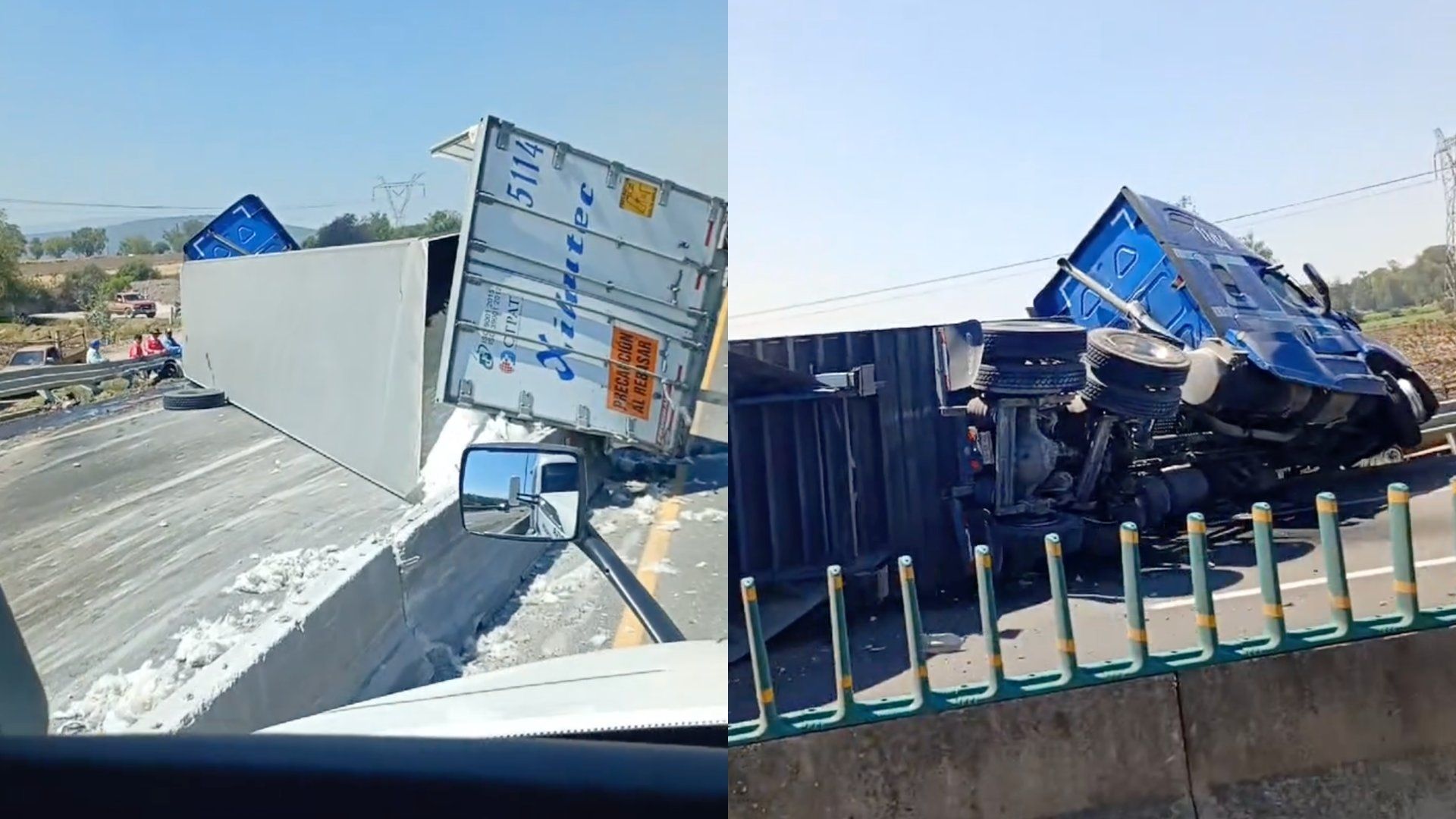Choque y Volcadura de Tráiler en Autopista Arco Norte Tramo Tula Cierre con Dirección a Puebla