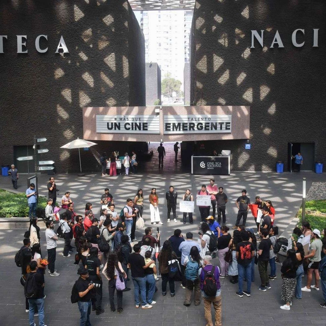 Trabajadores en protesta hoy.