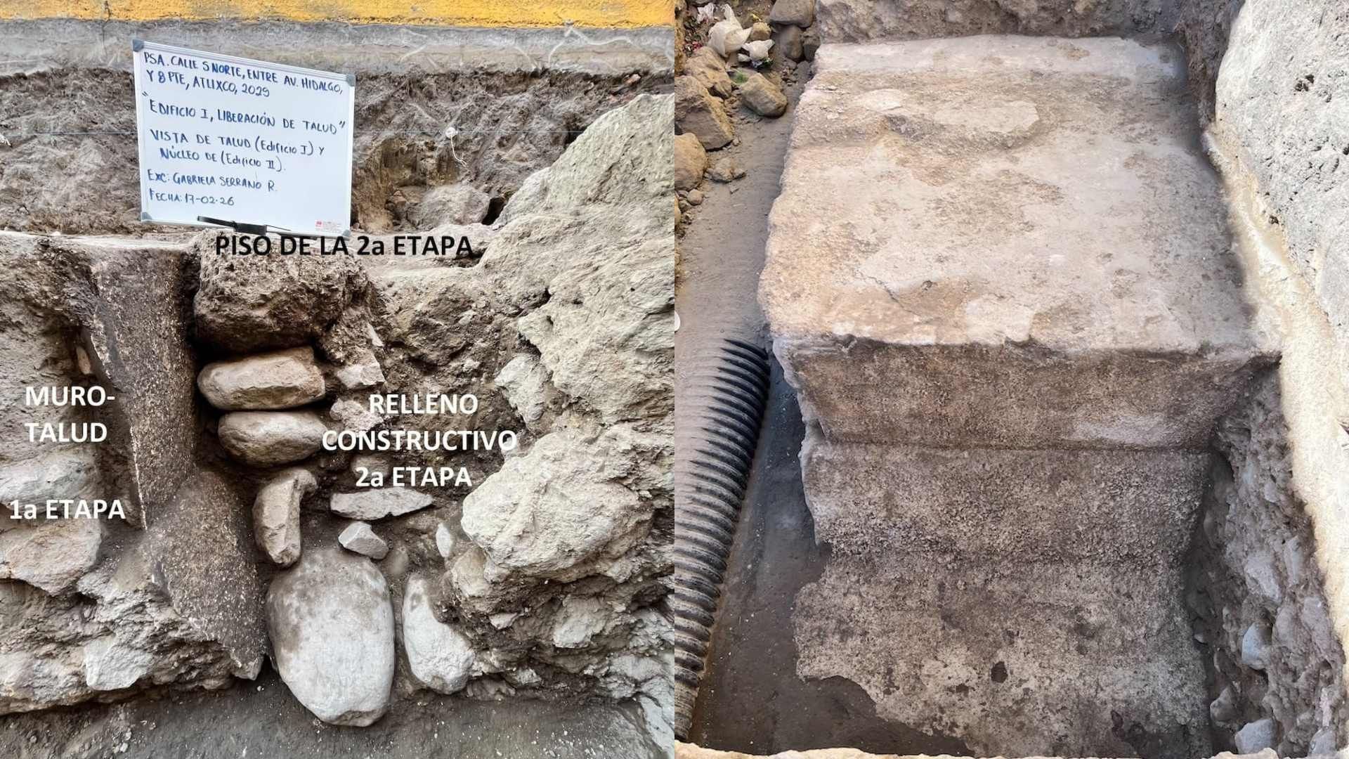 Hallazgo Restos Plaza Ceremonial Obras Drenaje Calle 5 Norte Centro Histórico Atlixco Puebla