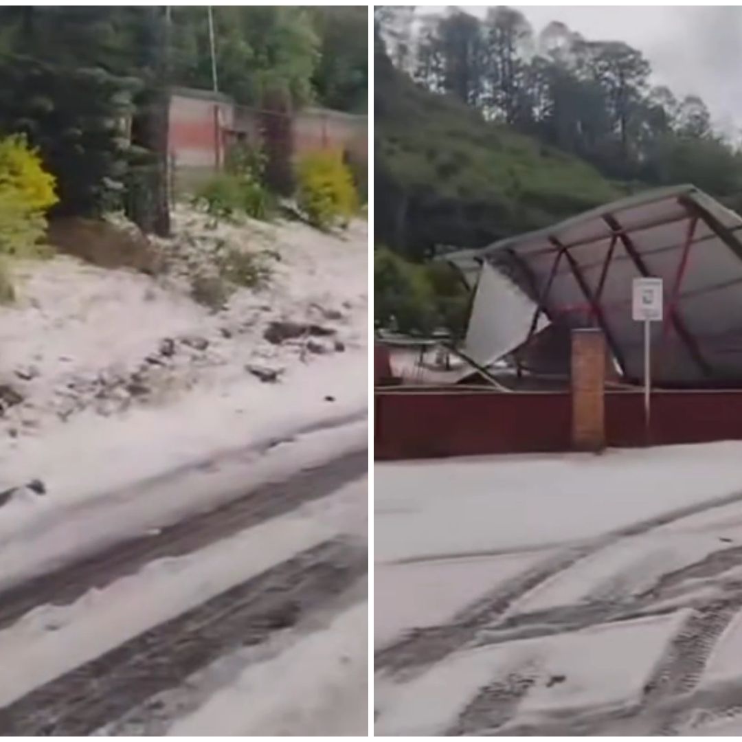 Granizada Cubre de Blanco Michoacán y Derrumba Techo de Escuela en Tacámbaro; Así Quedó