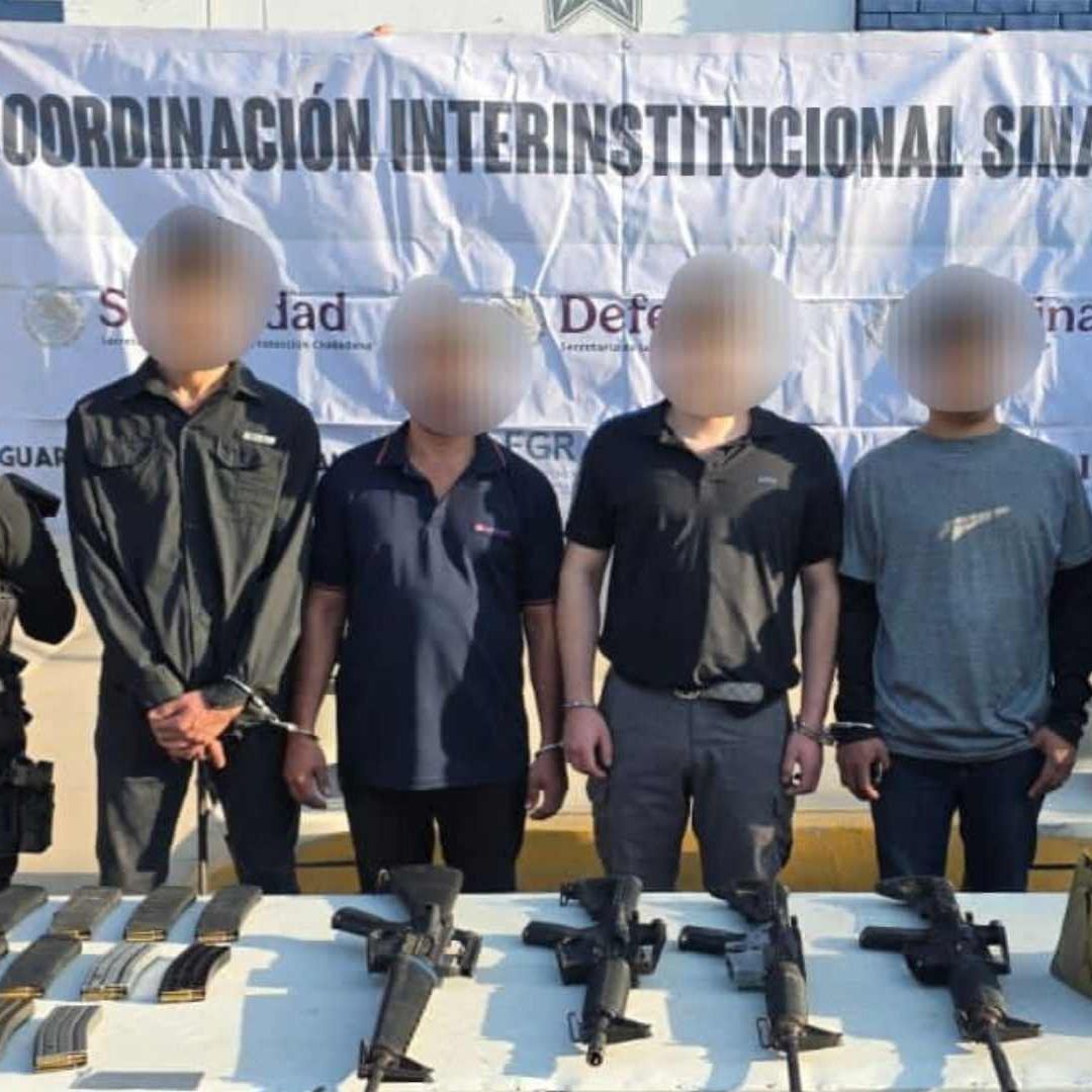 Cuatro Sujetos Detenidos en Posesión de Armas de Alto Poder en Culiacán, Sinaloa