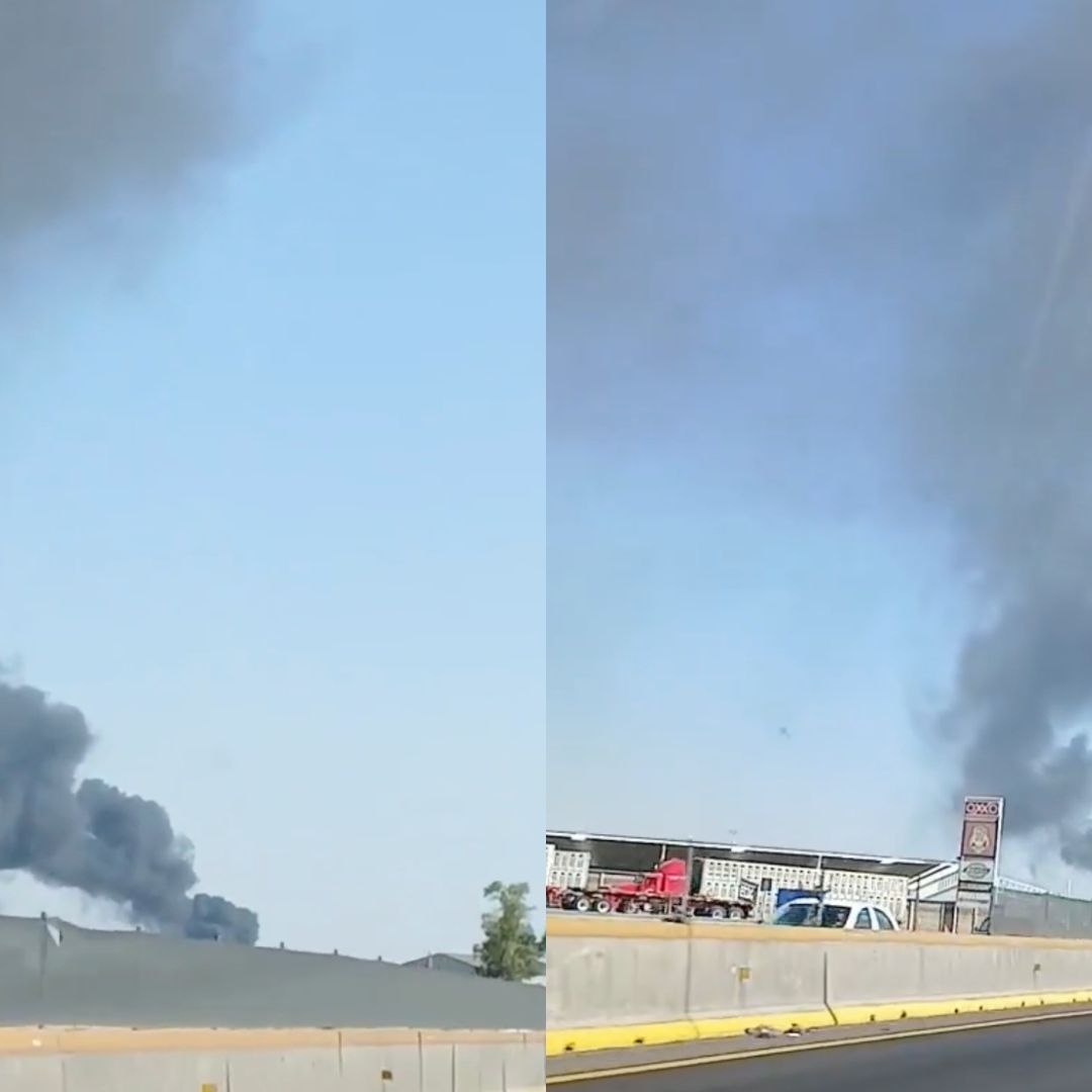 Columna de Humo por Incendio en Autopista México Puebla Altura Los Cochinitos Entrada Periférico