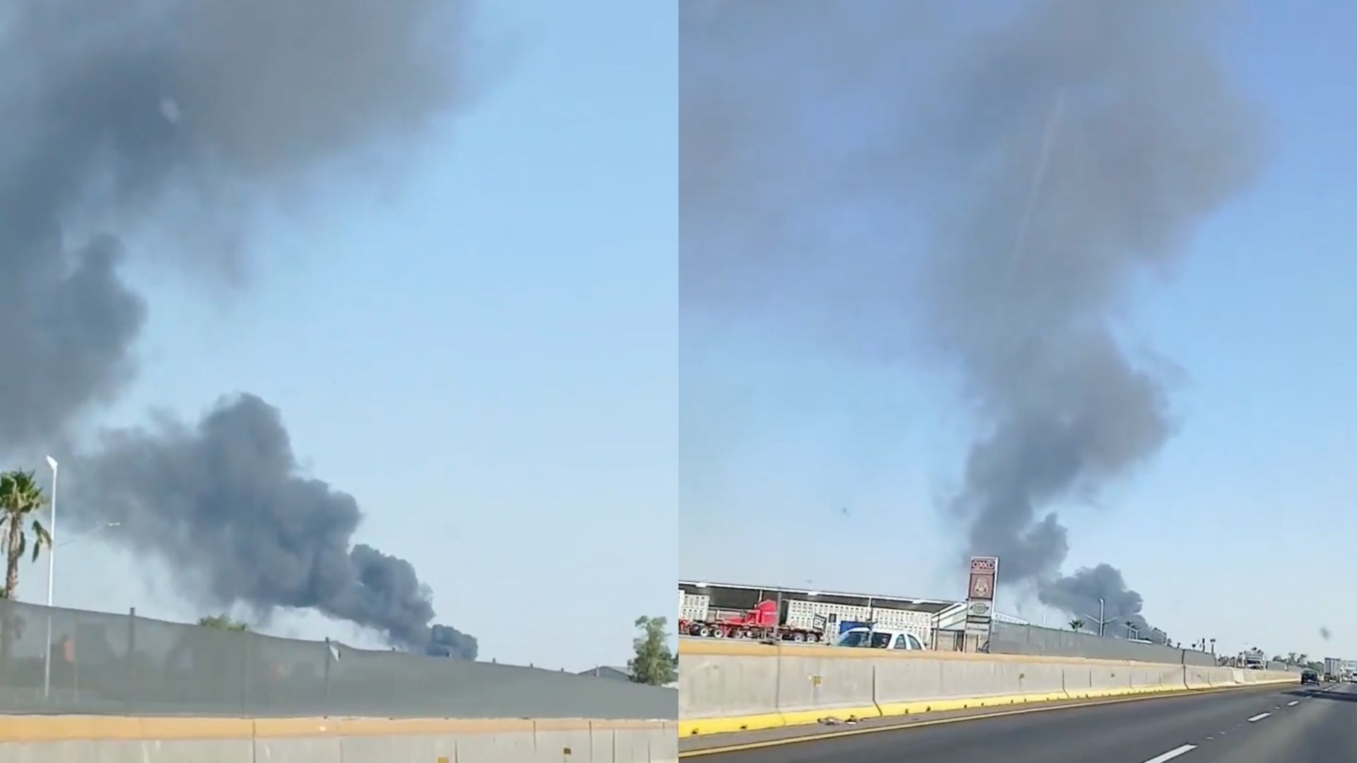 Columna de Humo por Incendio en Autopista México Puebla Altura Los Cochinitos Entrada Periférico