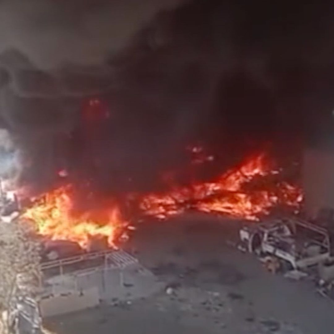 Bombero Salva a un Perro de Morir Quemado al Incendiarse Una Recicladora en León. Foto: N+