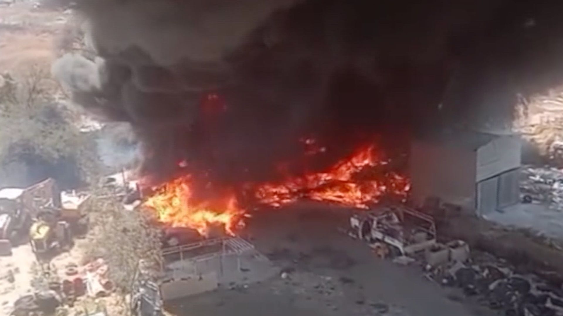 Bombero Salva a un Perro de Morir Quemado al Incendiarse Una Recicladora en León. Foto: N+