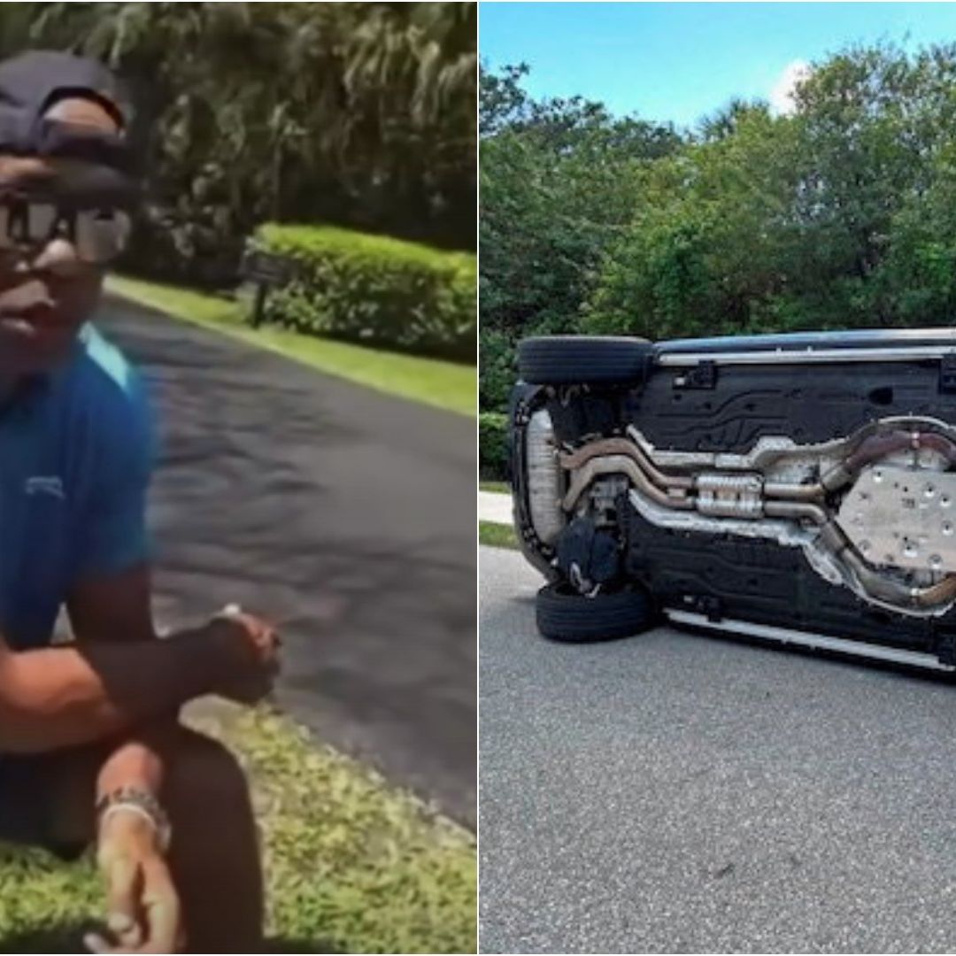 Tiger Woods estaba en cuclillas cuando fue abordado por la policía después de chocar su automóvil. Foto: N+