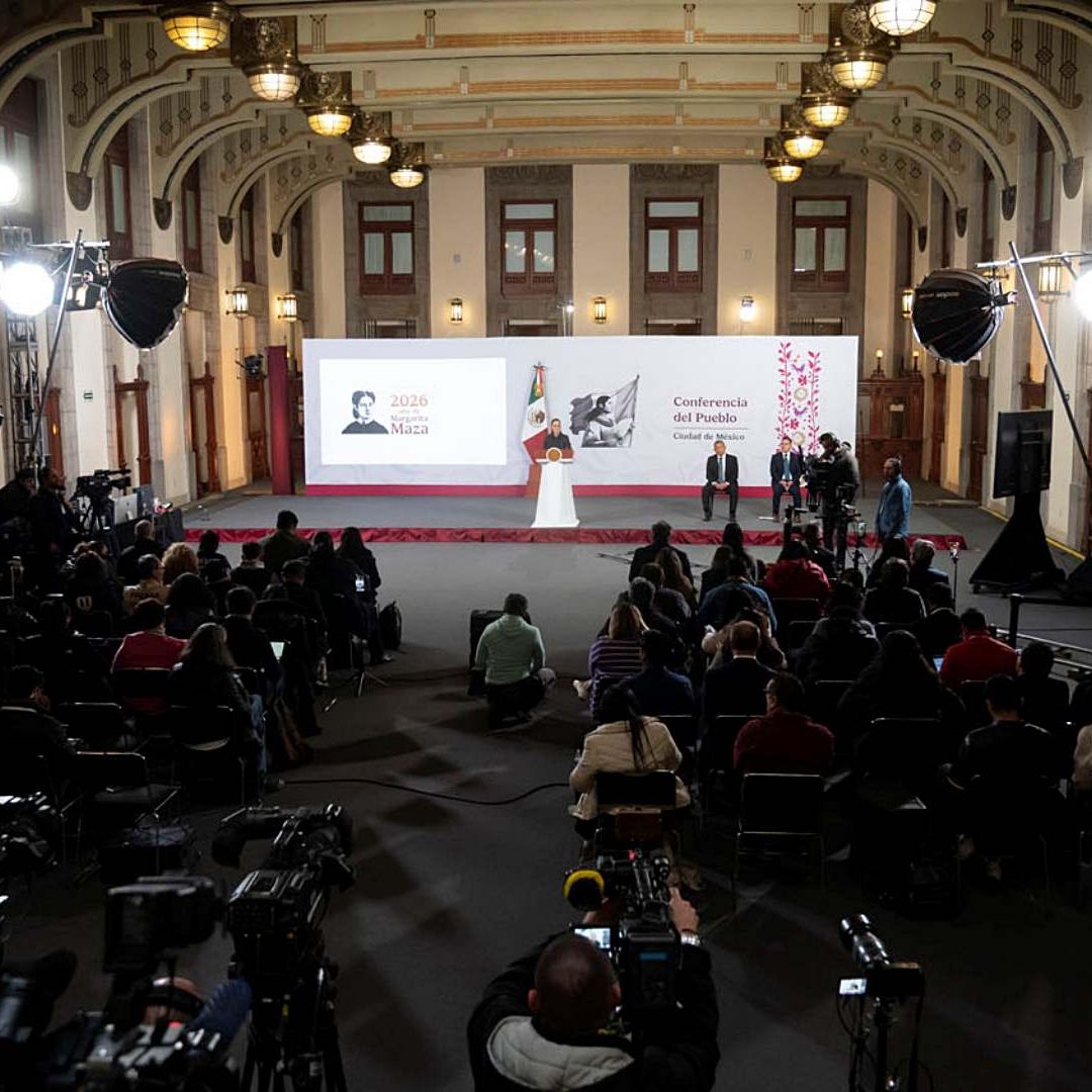 Claudia Sheinbaum durante conferencia de prensa en Palacio Nacional