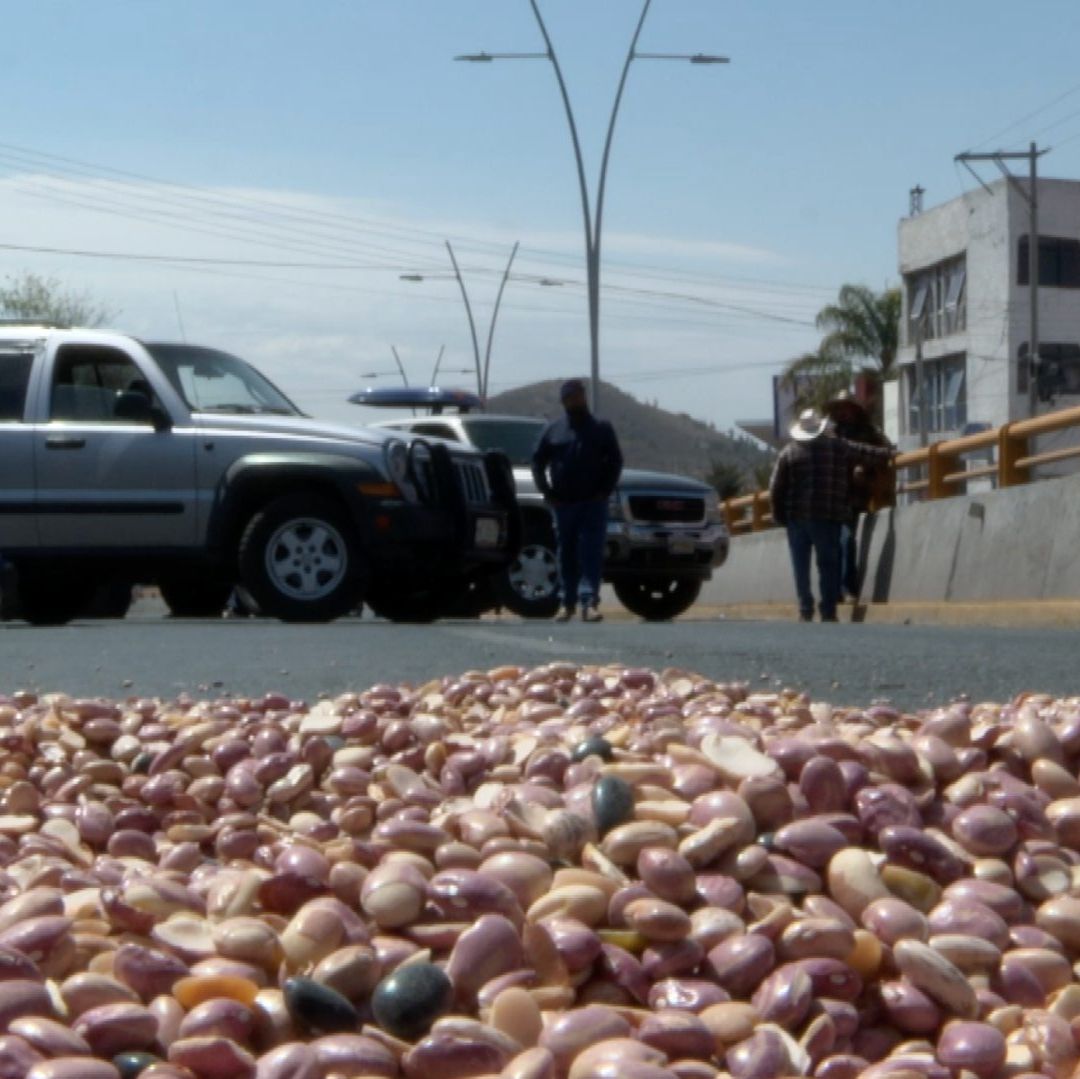 Productores de frijol bloquean vialidades en Zacatecas.